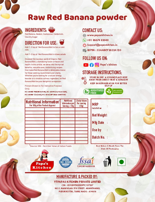 Raw Red Banana Powder 250g